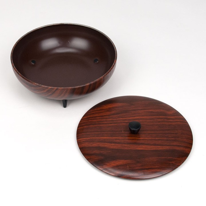 Vintage koektrommel van metaal met palissander look