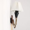 Set of vintage Danish wall lamps in teak and brass