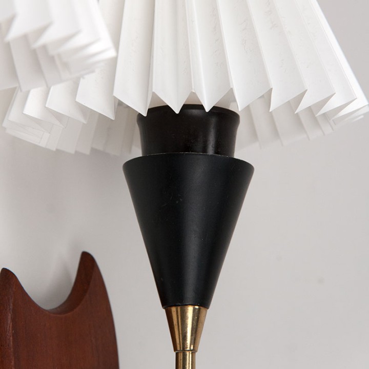 Set of vintage Danish wall lamps in teak and brass