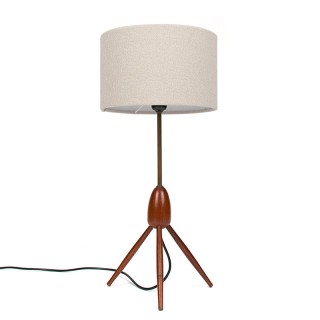 Mid-Century Deense tafellamp in teak en messing op driepoot