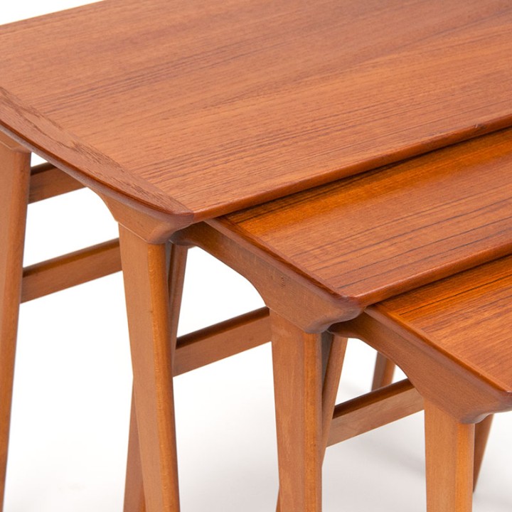 Danish nesting tables in teak and beech Mid-Century design