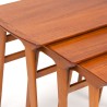 Deense set nesttafels in teak en beuken Mid-Century design