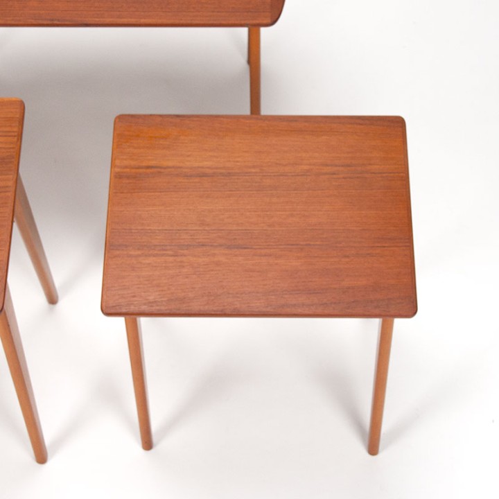 Danish nesting tables in teak and beech Mid-Century design