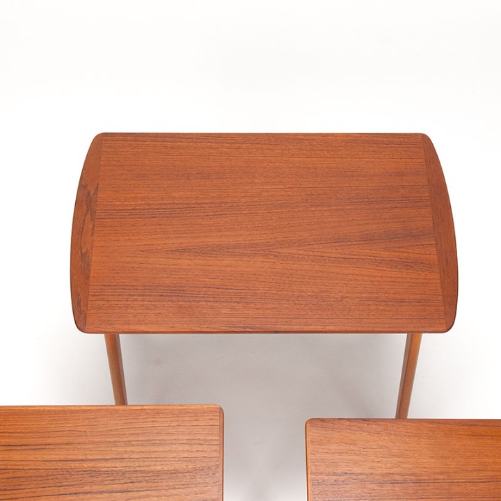 Danish nesting tables in teak and beech Mid-Century design