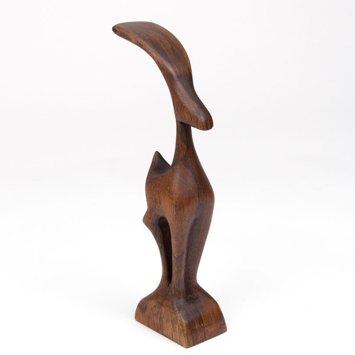 Mid-Century sculpture of a deer in rosewood
