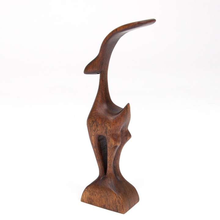 Mid-Century sculptuur van een hert in palissander