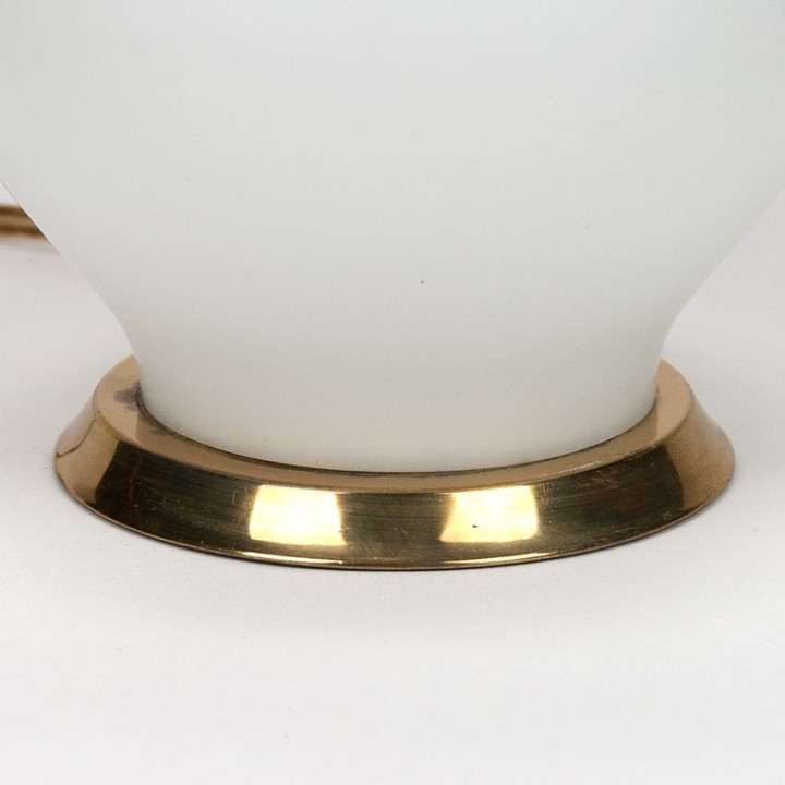 Mid-Century glazen tafellamp met messing detail