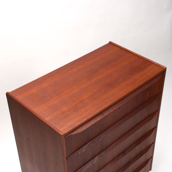 Groot model Deense Mid-Century teakhouten ladekast