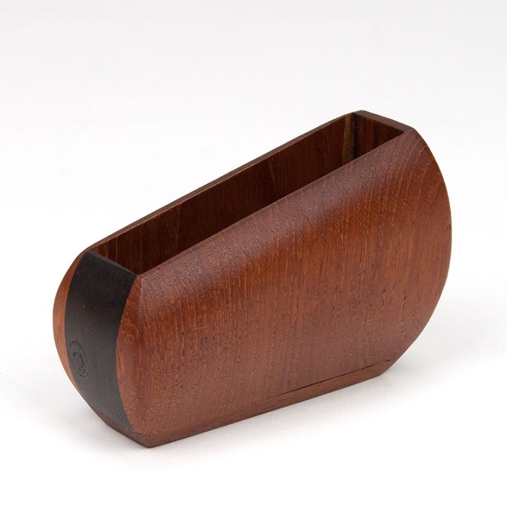 Mid-Century Danish business card holder in teak and rosewood