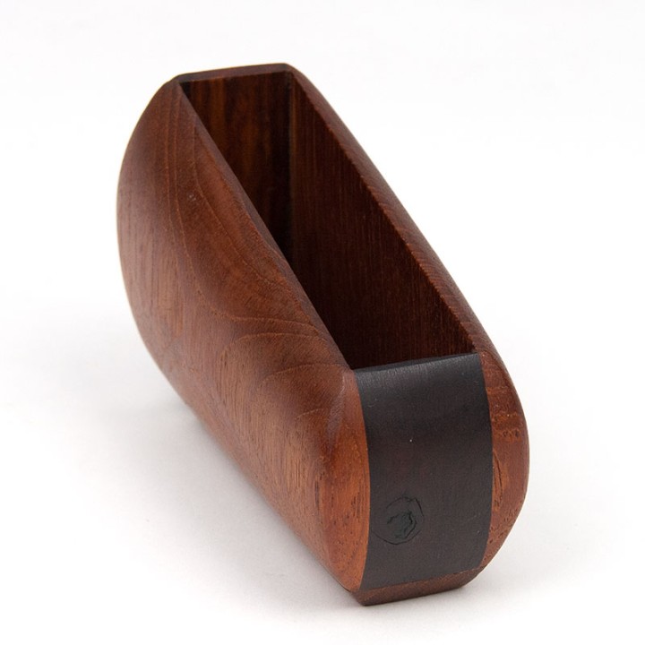 Mid-Century Danish business card holder in teak and rosewood