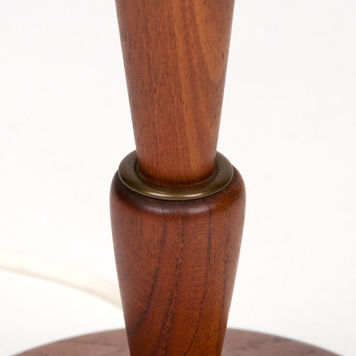 Danish teak Mid-Century table lamp with ochre-colored shade