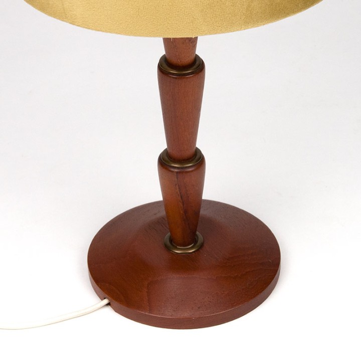 Danish teak Mid-Century table lamp with ochre-colored shade