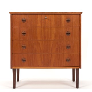 Mid-Century teak chest of drawers with a curved front