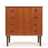 Mid-Century teakhouten commode ladekast met bolle voorzijde