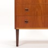 Mid-Century teakhouten commode ladekast met bolle voorzijde
