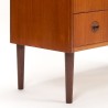 Mid-Century teakhouten commode ladekast met bolle voorzijde