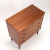 Mid-Century teakhouten commode ladekast met bolle voorzijde