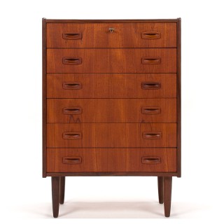 Ladekast met 6 lades Mid-Century Deens model in teak