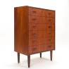 Ladekast met 6 lades Mid-Century Deens model in teak
