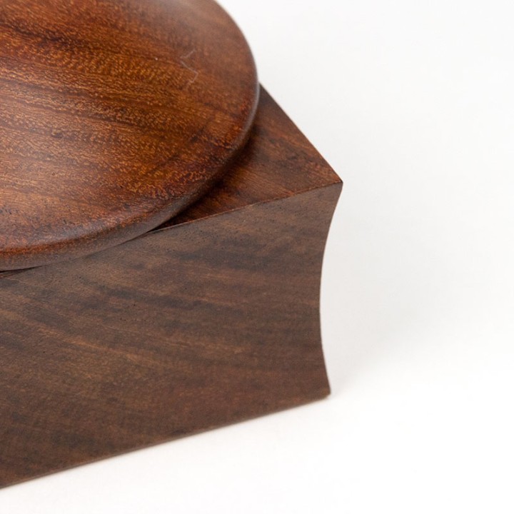 Small rosewood Mid-Century storage box with domed lid