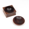 Small rosewood Mid-Century storage box with domed lid