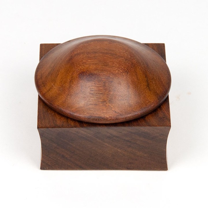 Small rosewood Mid-Century storage box with domed lid