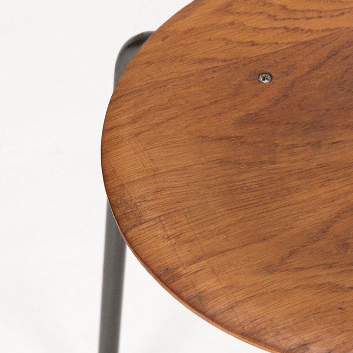 Danish teak industrial vintage tripod stool