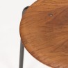 Deense teakhouten industriële vintage driepoot kruk