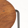 Deense teakhouten industriële vintage driepoot kruk