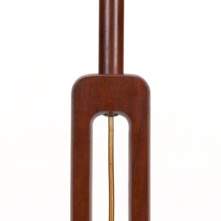 Mid-Century teak floor lamp with a special shape