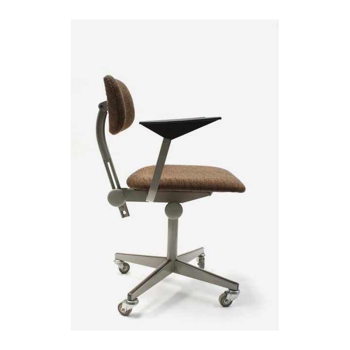 Friso Kramer drawing table chair brown upholstery - Retro