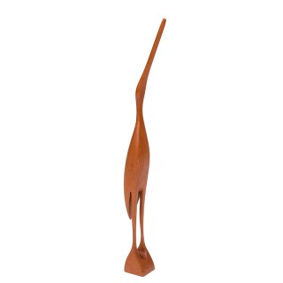Mid-Century sculptuur in teak van een reiger