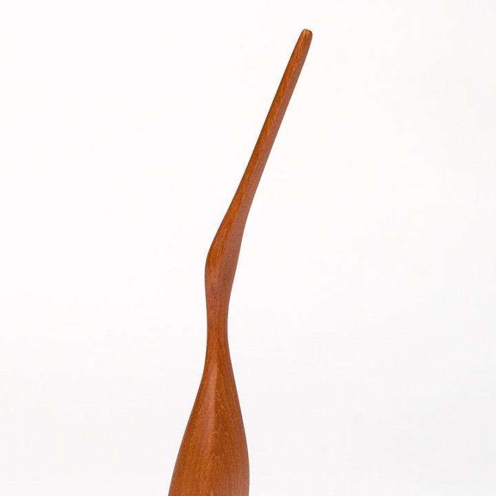 Mid-Century sculptuur in teak van een reiger