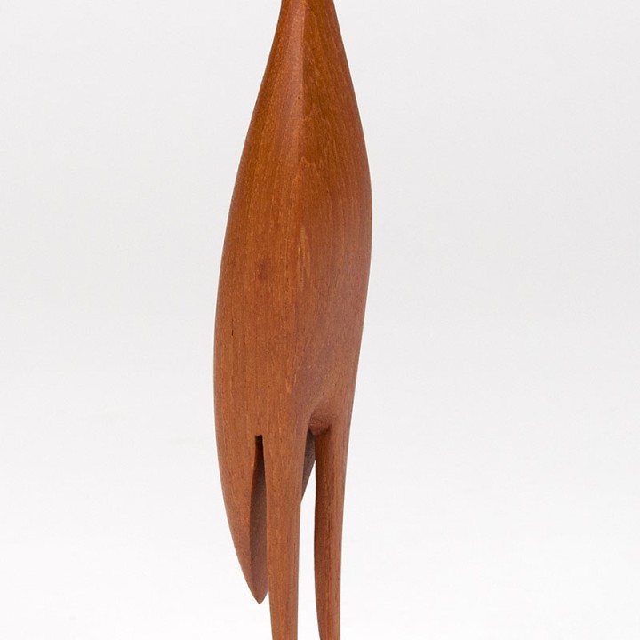 Mid-Century teak sculpture of a heron