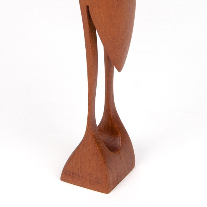 Mid-Century sculptuur in teak van een reiger