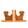 Vintage houten set van 2 boekensteunen als hond