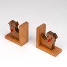 Vintage wooden set of 2 dog-shaped bookends