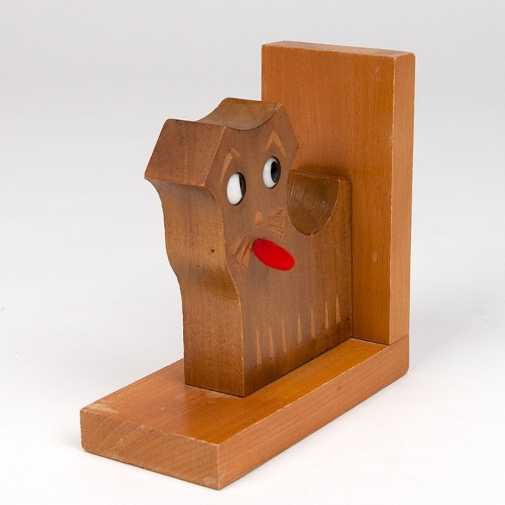 Vintage wooden set of 2 dog-shaped bookends