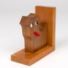 Vintage houten set van 2 boekensteunen als hond