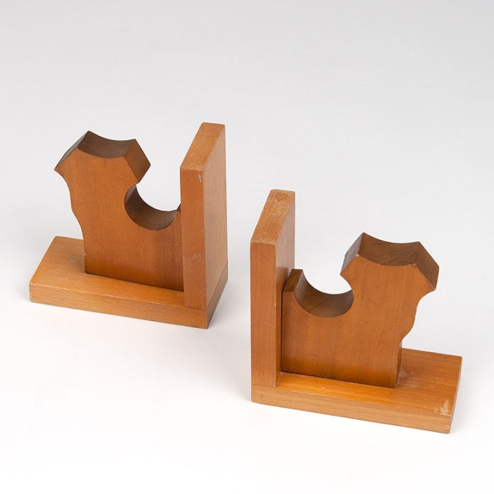 Vintage wooden set of 2 dog-shaped bookends