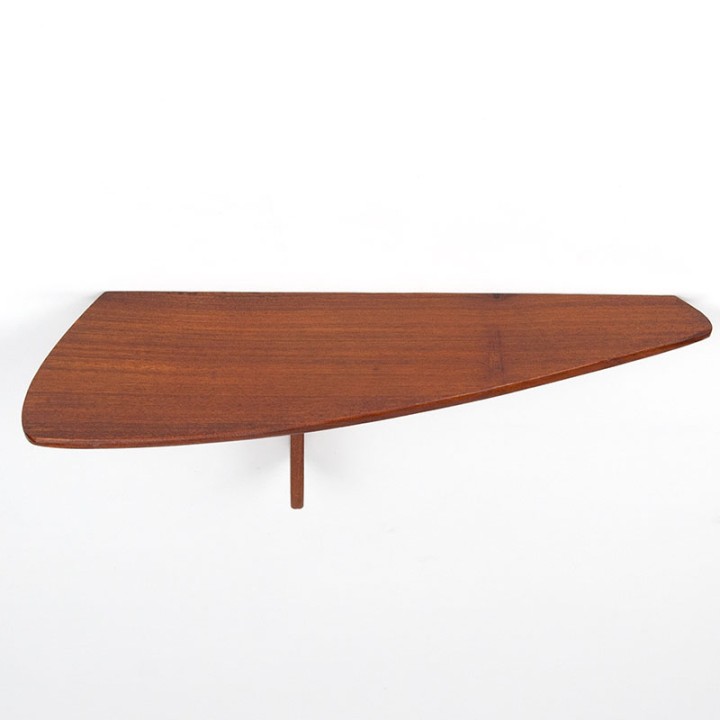 Danish teak organically shaped vintage small wall shelf