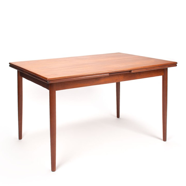 Deense uitschuifbare teakhouten Mid-Century eettafel