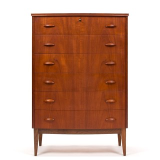 Teakhouten groot model Deense Mid-Century vintage ladekast
