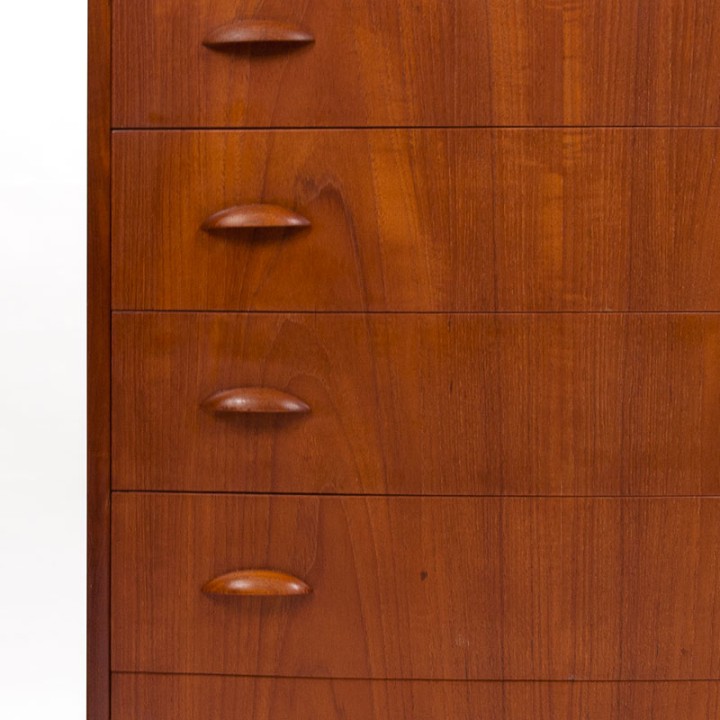 Teakhouten groot model Deense Mid-Century vintage ladekast