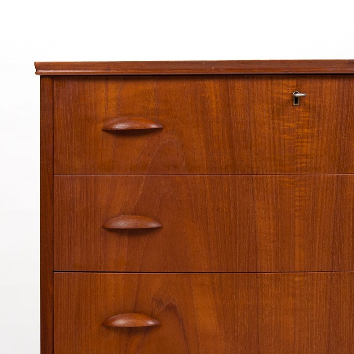 Teakhouten groot model Deense Mid-Century vintage ladekast