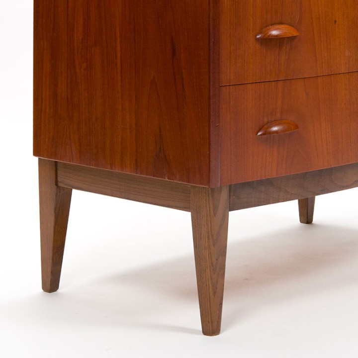Teakhouten groot model Deense Mid-Century vintage ladekast