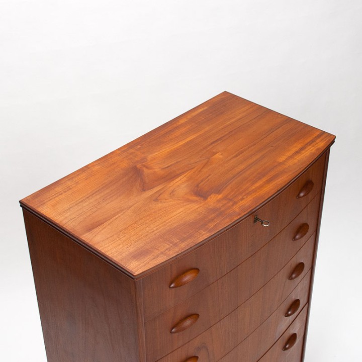 Teakhouten groot model Deense Mid-Century vintage ladekast