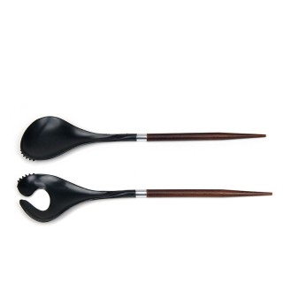 Vintage salad serving set in teak and plastic