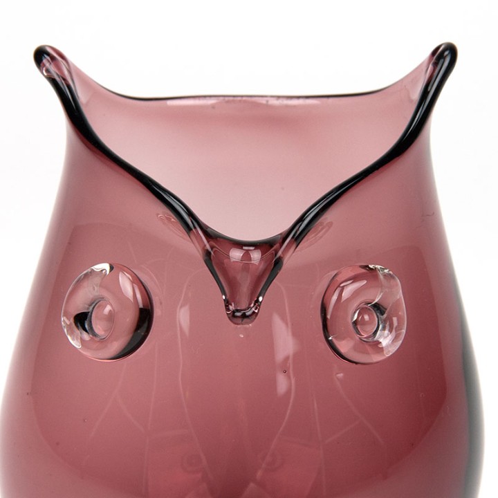 Mid-Century vintage paarse vaas vormgegeven als uil