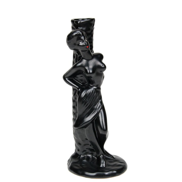 Mid-Century 1950/60s vase with woman standing against palm tree